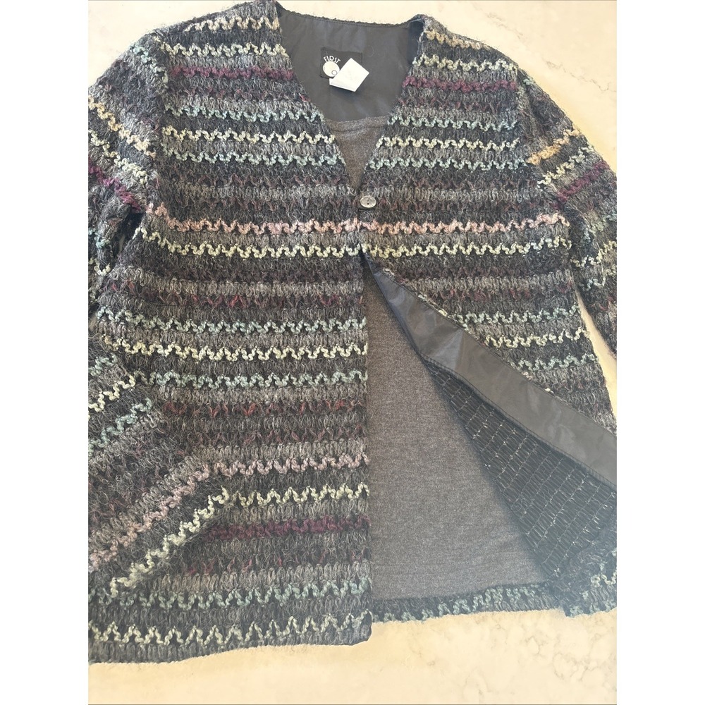 First Option Acrylic Blend Cardigan Tank Button Open Sweater Knit Womens M